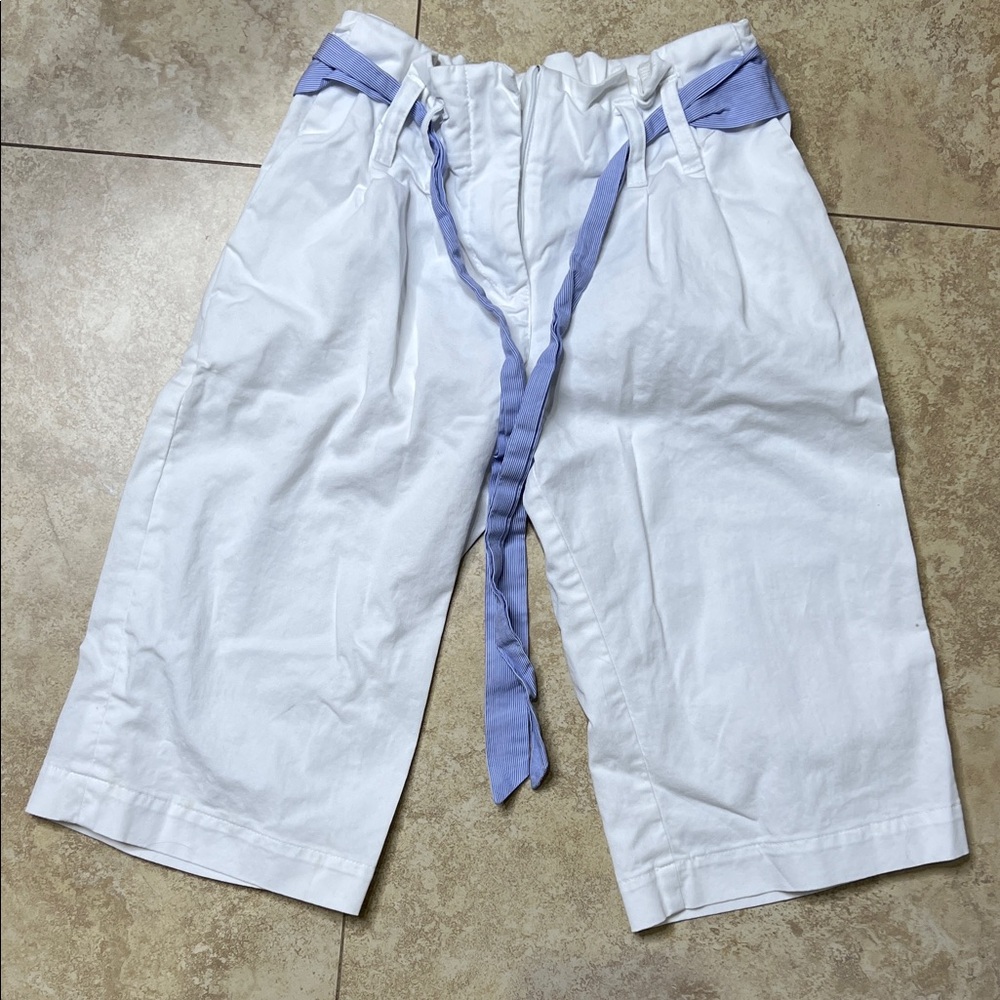 White Culottes with Blue Tie